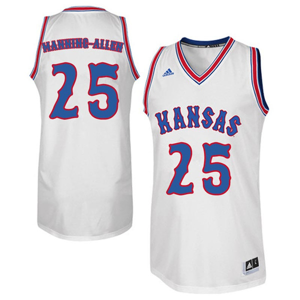 Men #25 Caelynn Manning-Allen Kansas Jayhawks Retro Throwback College Basketball Jerseys Sale-White